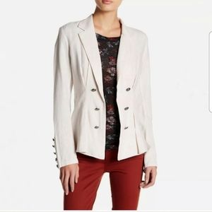 Free People Linen Military Blazer Jacket Pink Small
